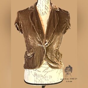 BCBGMaxazria Silk Blend Velvet Short Sleeve Top/Blazer XS